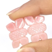 17.05 Cts. Pink Opal 20x14mm Carved Fancy Shape AA+ Grade Matched Gemstone Carvings Pair - Total 2 Pcs.
