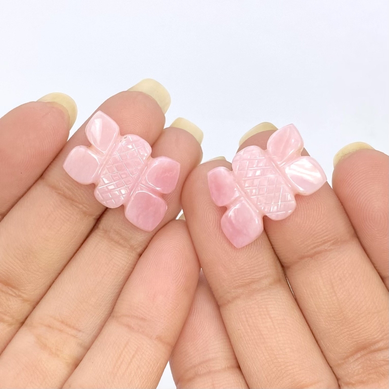 17.05 Cts. Pink Opal 20x14mm Carved Fancy Shape AA+ Grade Matched Gemstone Carvings Pair - Total 2 Pcs.