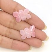 17.05 Cts. Pink Opal 20x14mm Carved Fancy Shape AA+ Grade Matched Gemstone Carvings Pair - Total 2 Pcs.