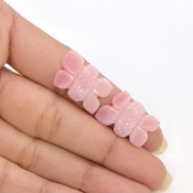 17.05 Cts. Pink Opal 20x14mm Carved Fancy Shape AA+ Grade Matched Gemstone Carvings Pair - Total 2 Pcs.