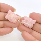 17.73 Cts. Pink Opal 17x14mm Carved Fancy Shape AA+ Grade Matched Gemstone Carvings Pair - Total 2 Pcs.