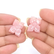 17.32 Cts. Pink Opal 17x13.5mm Carved Fancy Shape AA+ Grade Matched Gemstone Carvings Pair - Total 2 Pcs.