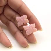 17.32 Cts. Pink Opal 17x13.5mm Carved Fancy Shape AA+ Grade Matched Gemstone Carvings Pair - Total 2 Pcs.