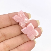 17.32 Cts. Pink Opal 17x13.5mm Carved Fancy Shape AA+ Grade Matched Gemstone Carvings Pair - Total 2 Pcs.