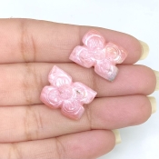 17.79 Cts. Pink Opal 18.5x13.5mm Carved Fancy Shape AA+ Grade Matched Gemstone Carvings Pair - Total 2 Pcs.