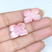 17.79 Cts. Pink Opal 18.5x13.5mm Carved Fancy Shape AA+ Grade Matched Gemstone Carvings Pair - Total 2 Pcs.