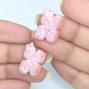17.79 Cts. Pink Opal 18.5x13.5mm Carved Fancy Shape AA+ Grade Matched Gemstone Carvings Pair - Total 2 Pcs.
