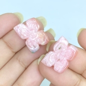 17.79 Cts. Pink Opal 18.5x13.5mm Carved Fancy Shape AA+ Grade Matched Gemstone Carvings Pair - Total 2 Pcs.