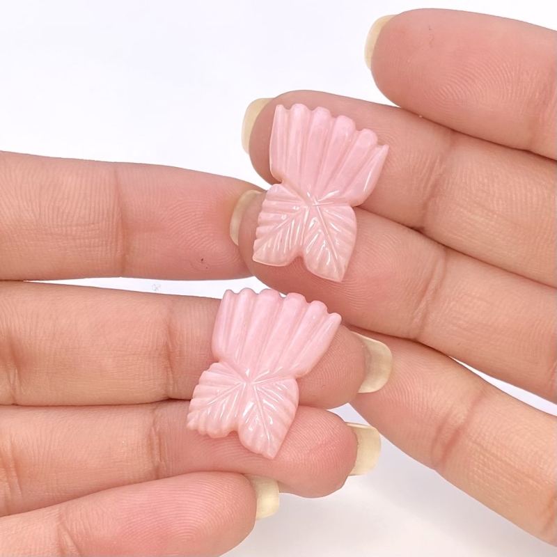 18.08 Cts. Pink Opal 20x14.5mm Carved Fancy Shape AA+ Grade Matched Gemstone Carvings Pair - Total 2 Pcs.