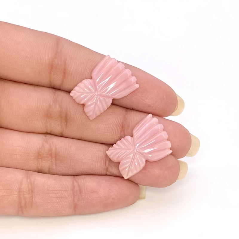 18.08 Cts. Pink Opal 20x14.5mm Carved Fancy Shape AA+ Grade Matched Gemstone Carvings Pair - Total 2 Pcs.