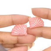18.35 Cts. Pink Opal 19.5x14mm Carved Fancy Shape AA+ Grade Matched Gemstone Carvings Pair - Total 2 Pcs.