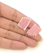18.35 Cts. Pink Opal 19.5x14mm Carved Fancy Shape AA+ Grade Matched Gemstone Carvings Pair - Total 2 Pcs.