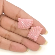 18.35 Cts. Pink Opal 19.5x14mm Carved Fancy Shape AA+ Grade Matched Gemstone Carvings Pair - Total 2 Pcs.