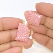 18.35 Cts. Pink Opal 19.5x14mm Carved Fancy Shape AA+ Grade Matched Gemstone Carvings Pair - Total 2 Pcs.