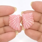18.35 Cts. Pink Opal 19.5x14mm Carved Fancy Shape AA+ Grade Matched Gemstone Carvings Pair - Total 2 Pcs.