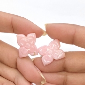 18.92 Cts. Pink Opal 19.5x14.5mm Carved Fancy Shape AA+ Grade Matched Gemstone Carvings Pair - Total 2 Pcs.