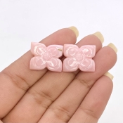 18.92 Cts. Pink Opal 19.5x14.5mm Carved Fancy Shape AA+ Grade Matched Gemstone Carvings Pair - Total 2 Pcs.