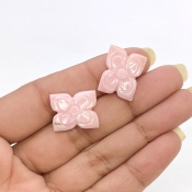 18.92 Cts. Pink Opal 19.5x14.5mm Carved Fancy Shape AA+ Grade Matched Gemstone Carvings Pair - Total 2 Pcs.