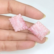 20.55 Cts. Pink Opal 21.5x16mm Carved Fancy Shape AA+ Grade Matched Gemstone Carvings Pair - Total 2 Pcs.