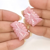 21.37 Cts. Pink Opal 23x15mm Carved Fancy Shape AA+ Grade Matched Gemstone Carvings Pair - Total 2 Pcs.