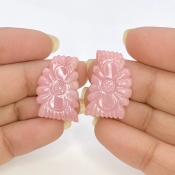 21.37 Cts. Pink Opal 23x15mm Carved Fancy Shape AA+ Grade Matched Gemstone Carvings Pair - Total 2 Pcs.
