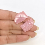 21.37 Cts. Pink Opal 23x15mm Carved Fancy Shape AA+ Grade Matched Gemstone Carvings Pair - Total 2 Pcs.