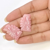21.37 Cts. Pink Opal 23x15mm Carved Fancy Shape AA+ Grade Matched Gemstone Carvings Pair - Total 2 Pcs.