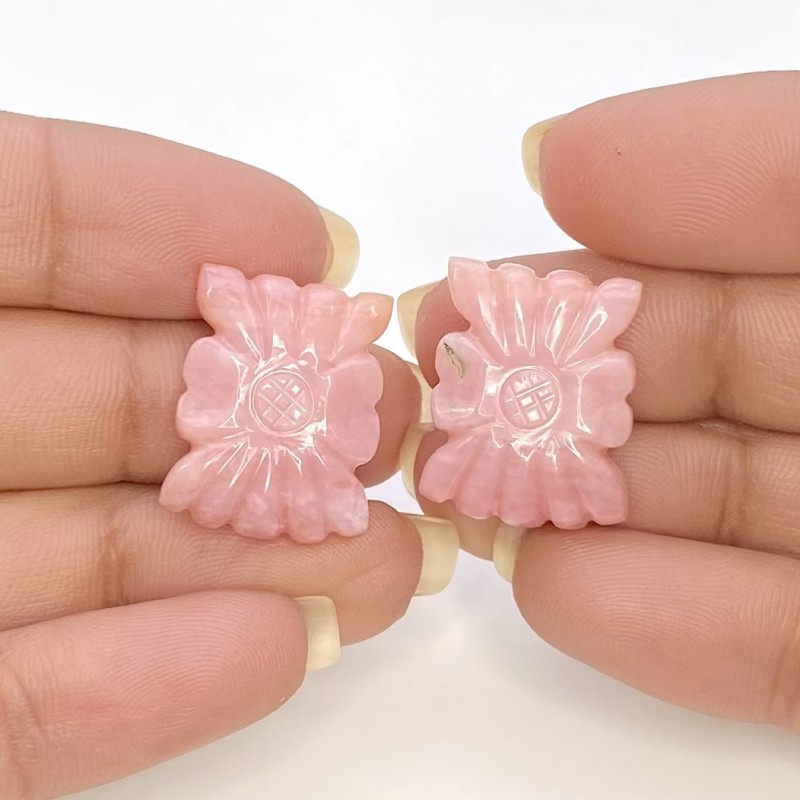 21.82 Cts. Pink Opal 20x15mm Carved Fancy Shape AA+ Grade Matched Gemstone Carvings Pair - Total 2 Pcs.