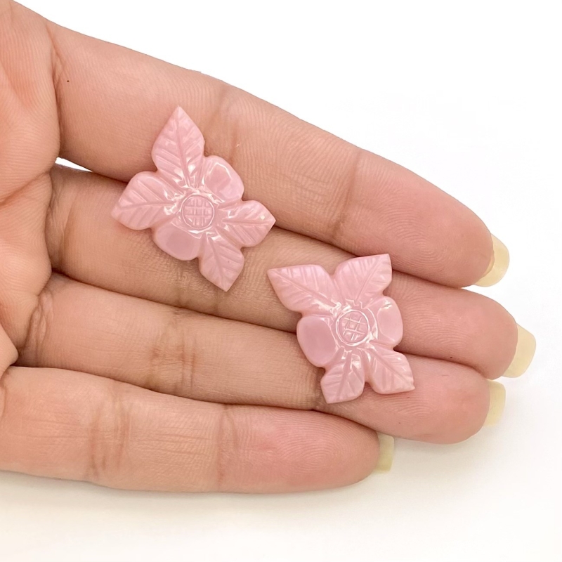 26.48 Cts. Pink Opal 20x17mm Carved Fancy Shape AA+ Grade Matched Gemstone Carvings Pair - Total 2 Pcs.