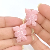 26.48 Cts. Pink Opal 20x17mm Carved Fancy Shape AA+ Grade Matched Gemstone Carvings Pair - Total 2 Pcs.