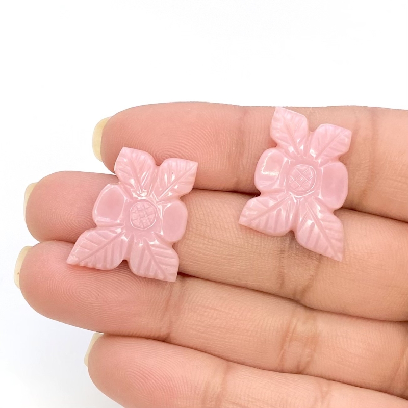 26.48 Cts. Pink Opal 20x17mm Carved Fancy Shape AA+ Grade Matched Gemstone Carvings Pair - Total 2 Pcs.