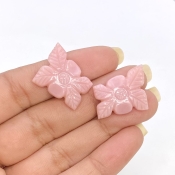 26.48 Cts. Pink Opal 20x17mm Carved Fancy Shape AA+ Grade Matched Gemstone Carvings Pair - Total 2 Pcs.