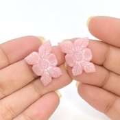 26.48 Cts. Pink Opal 20x17mm Carved Fancy Shape AA+ Grade Matched Gemstone Carvings Pair - Total 2 Pcs.