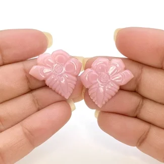 26.83 Cts. Pink Opal 19.5x16mm Carved Fancy Shape AA+ Grade Matched Gemstone Carvings Pair - Total 2 Pcs.