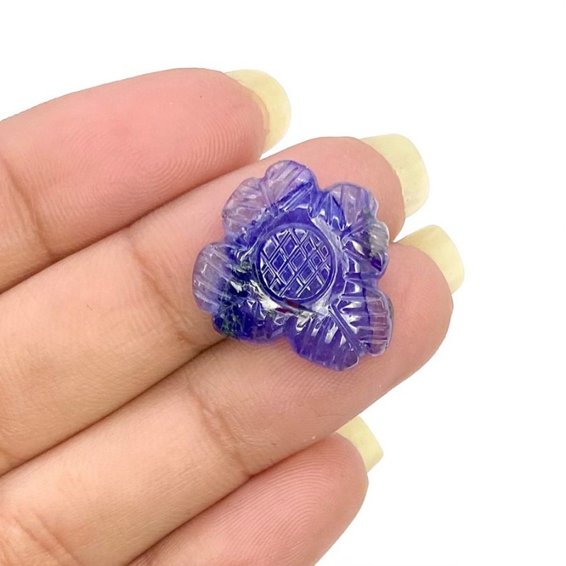 Tanzanite Carved Fancy Shape Gemstone Loose Carving - 19x18mm - 1 Pc. - 14.11 Cts.