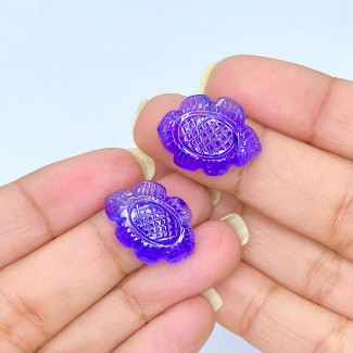 Tanzanite Carved Fancy Shape AA Grade Gemstone Carving Pair - 20x14mm - 2 Pc. - 26.66 Cts.