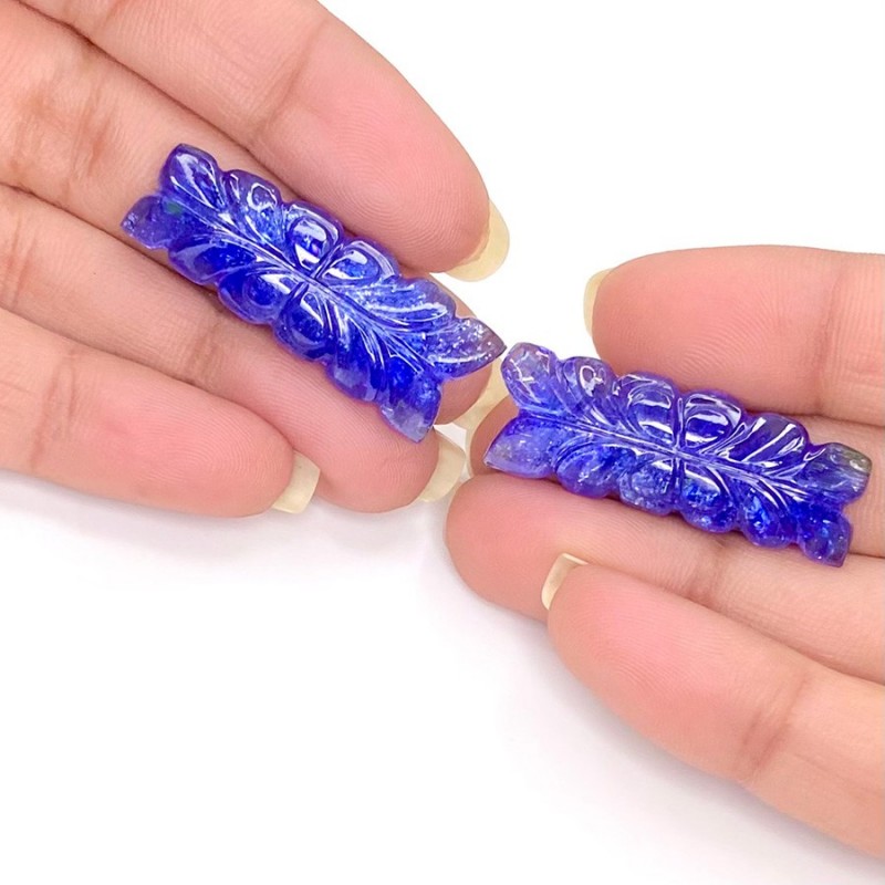 Tanzanite Carved Fancy Shape AA Grade Gemstone Carving Pair - 35x12mm - 2 Pc. - 54.84 Cts.