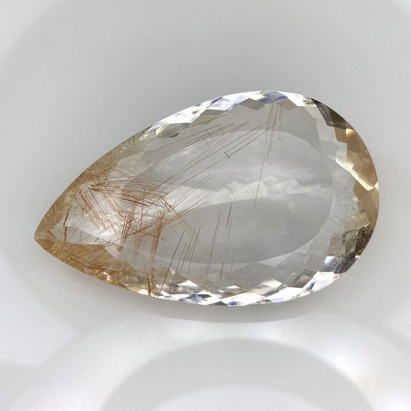  65.70 Carat Copper Rutile 42x25mm Faceted Pear Shape AA Grade Loose Gemstone - Total 1 Pc.