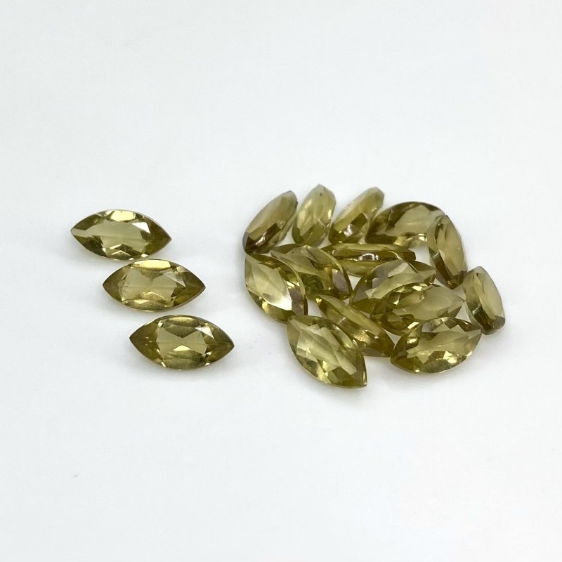 Olive Quartz Faceted Marquise Shape AA Grade Gemstone Parcel - 8x4mm - 17 Pc. - 9.5 Carat