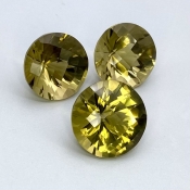  57.75 Cts. Olive Quartz 17-18.5mm Checkerboard Round Shape AAA Grade Matched Gemstones Set - Total 3 Pcs.