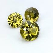  82.45 Cts. Olive Quartz 18.5-23mm Checkerboard Round Shape AAA Grade Matched Gemstones Set - Total 3 Pcs.