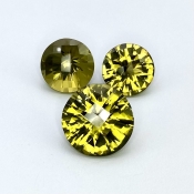  82.45 Cts. Olive Quartz 18.5-23mm Checkerboard Round Shape AAA Grade Matched Gemstones Set - Total 3 Pcs.