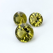  82.45 Cts. Olive Quartz 18.5-23mm Checkerboard Round Shape AAA Grade Matched Gemstones Set - Total 3 Pcs.