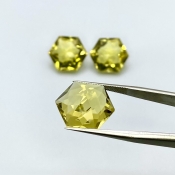  30.30 Cts. Lemon Quartz 14-14.5mm Fancy Cut Hexagon Shape AAA Grade Matched Gemstones Set - Total 3 Pcs.