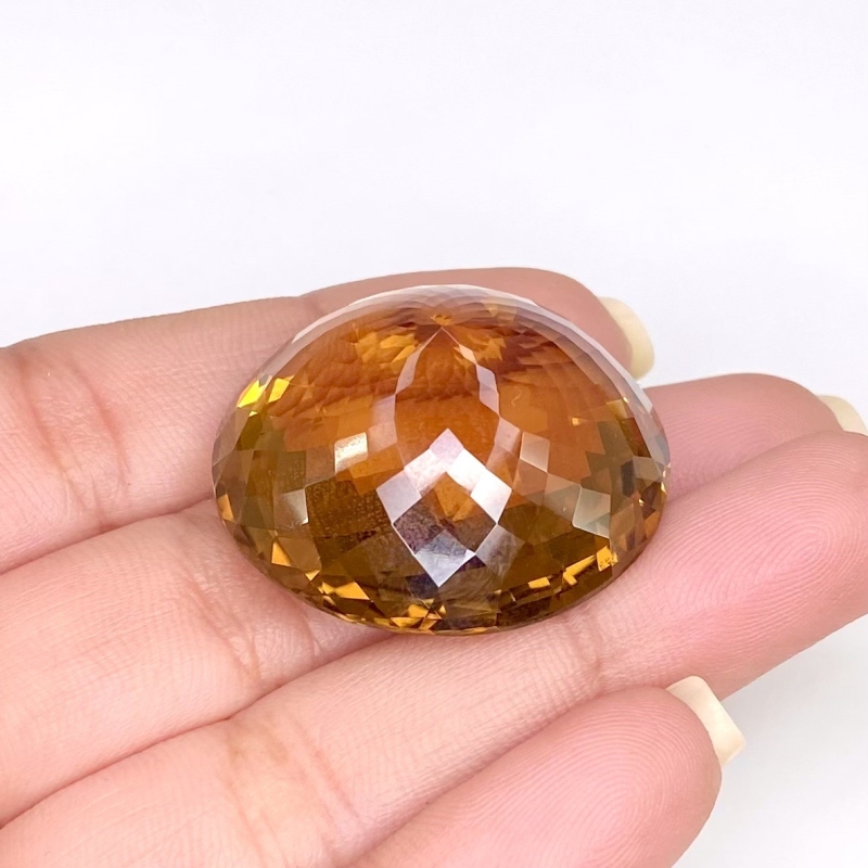  78.65 Cts. Whisky Quartz 30mm Checkerboard Round Shape AAA+ Grade Loose Gemstone - Total 1 Pc.