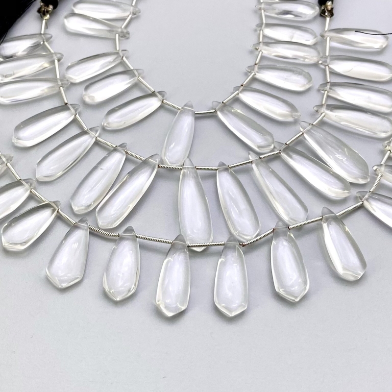 Crystal Quartz 20-29mm Smooth Fancy Shape AAA Grade Gemstone Beads Lot - Total 3 Strands of 8 Inch.