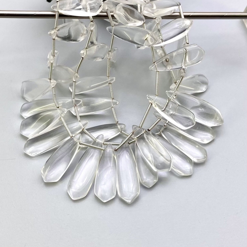 Crystal Quartz 20-29mm Smooth Fancy Shape AAA Grade Gemstone Beads Lot - Total 3 Strands of 8 Inch.