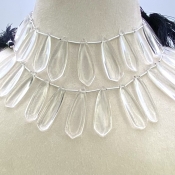 Crystal Quartz 28-40mm Smooth Fancy Shape AAA Grade Gemstone Beads Lot - Total 2 Strands of 8 Inch.