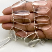 Crystal Quartz 28-40mm Smooth Fancy Shape AAA Grade Gemstone Beads Lot - Total 2 Strands of 8 Inch.