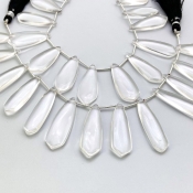 Crystal Quartz 28-40mm Smooth Fancy Shape AAA Grade Gemstone Beads Lot - Total 2 Strands of 8 Inch.